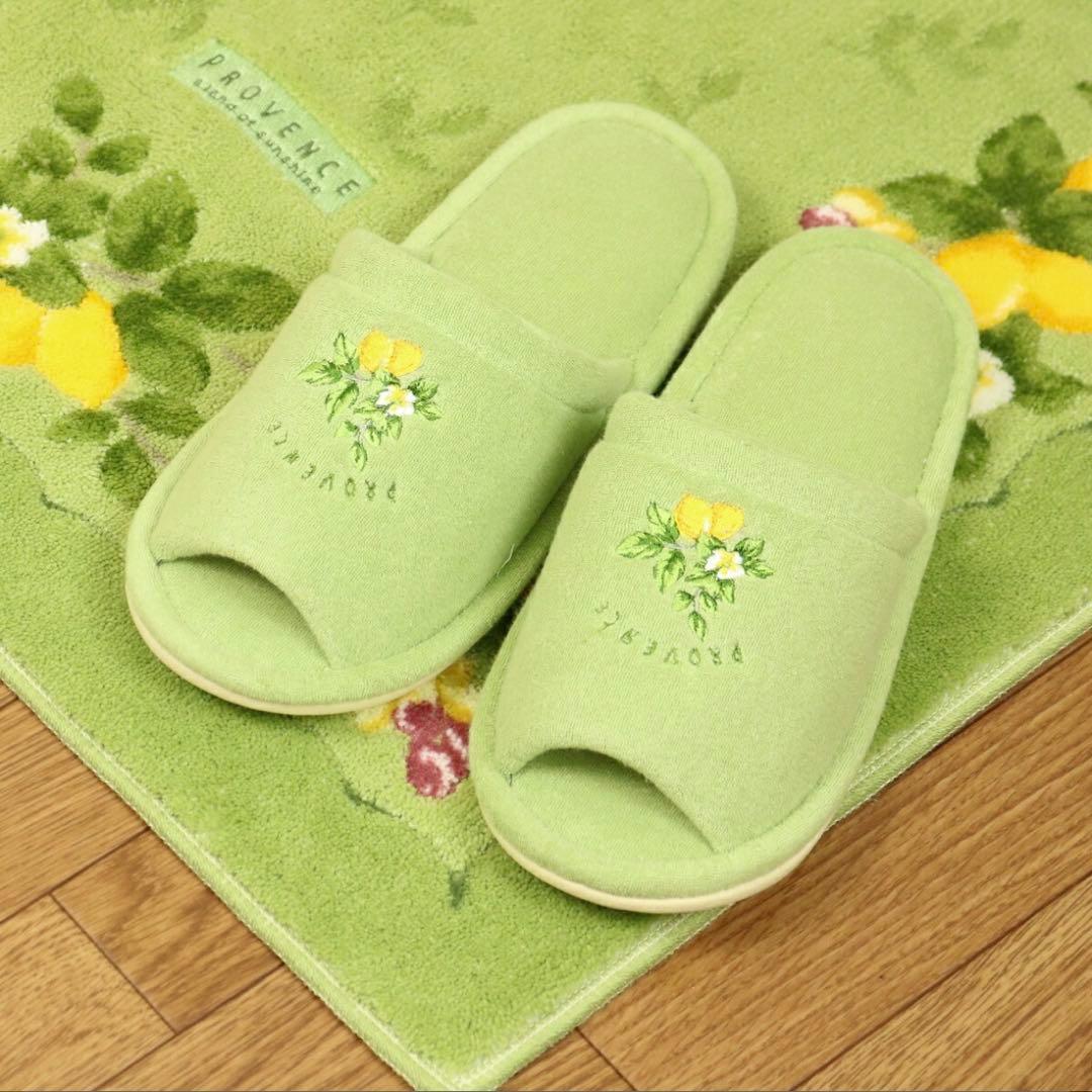 トイレマット ４点セット グリーン 日本製 花柄 普通サイズマット 北欧