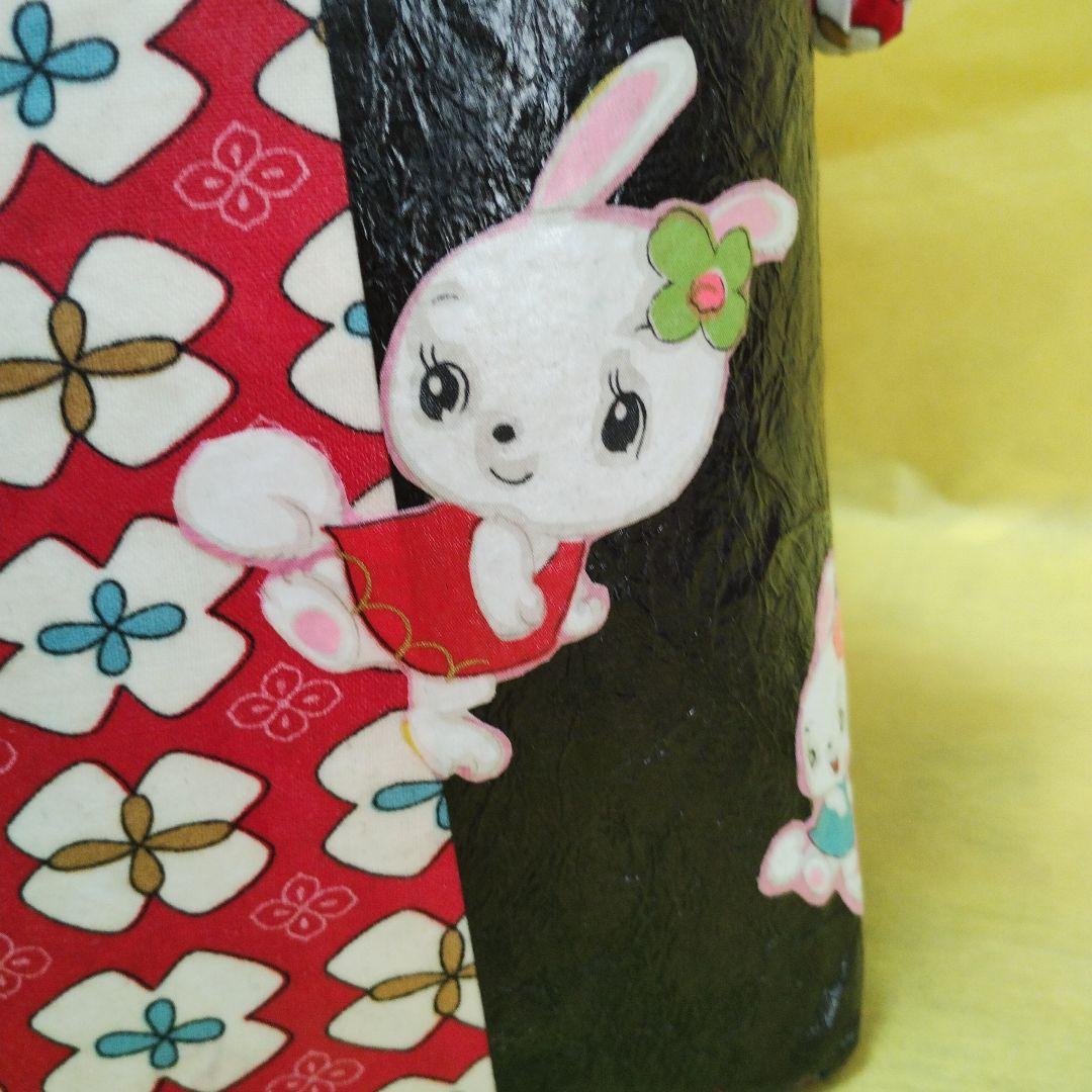 一閑張りバッグ　バンビ　うさぎ　レトロ　古布　ハンドメイド