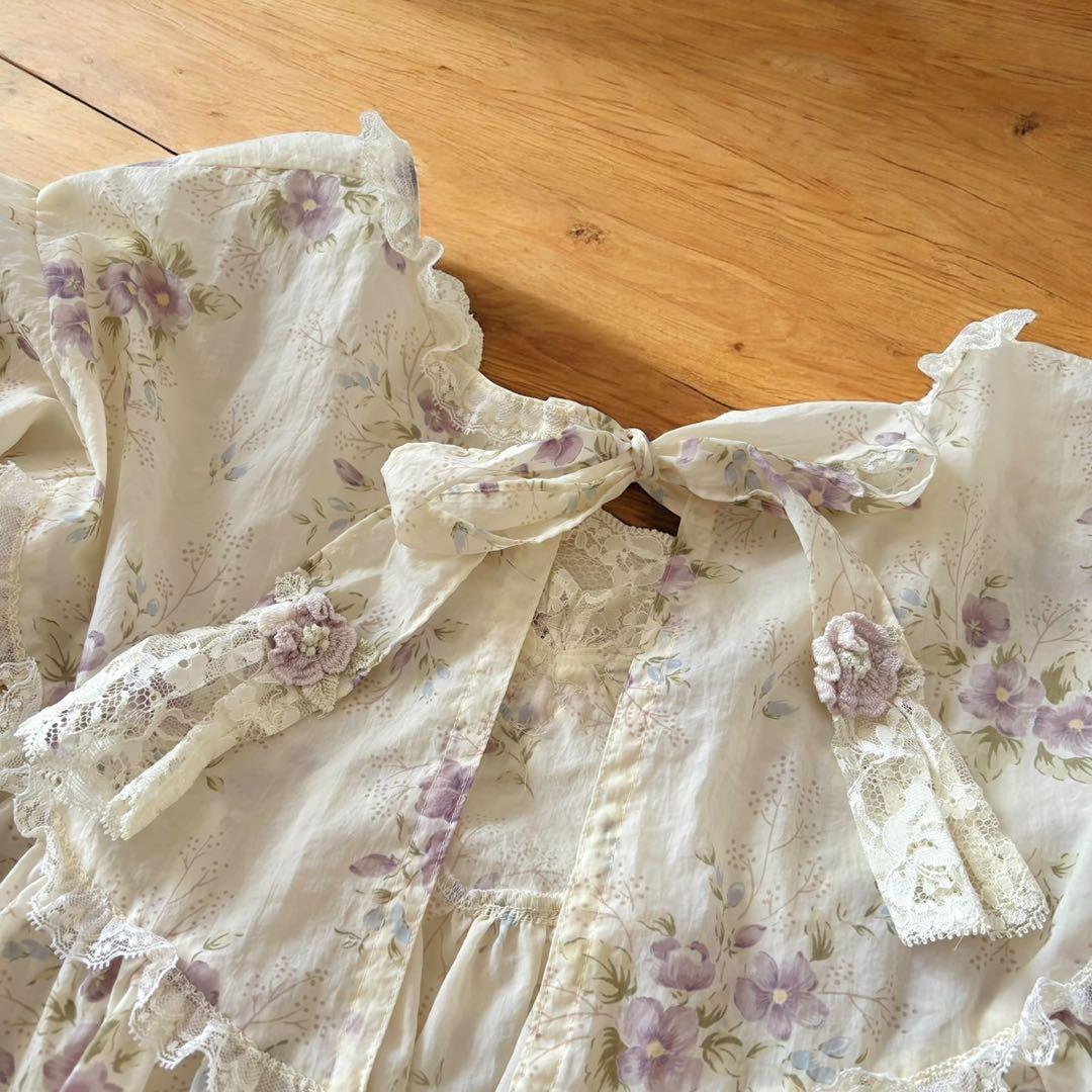 さえら　アキアカネ　プリントエプロン　エプロン　割烹着　花柄