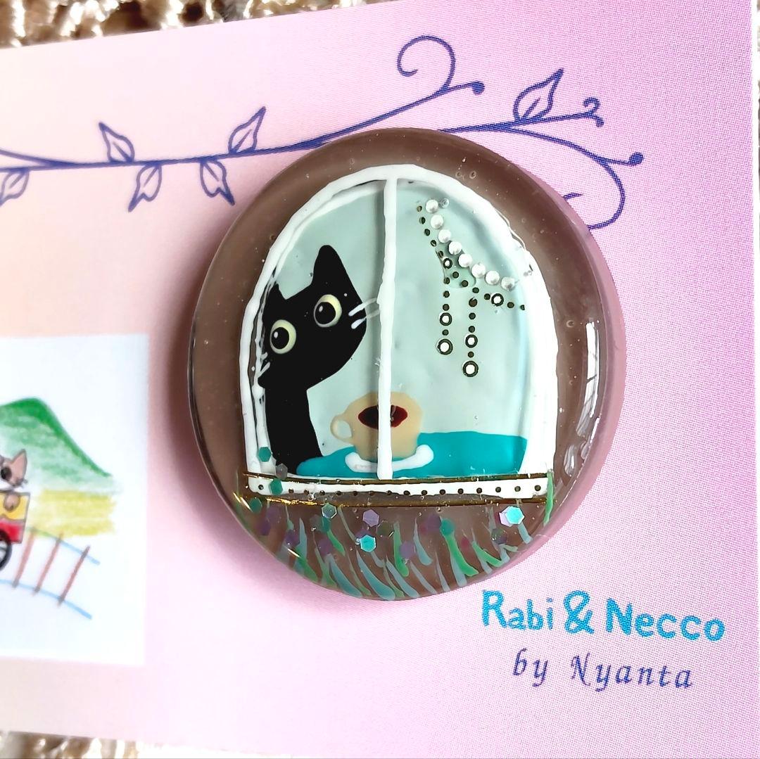 レジンヘアゴム.ブローチ☘ハンドメイド☘手描きNo.312