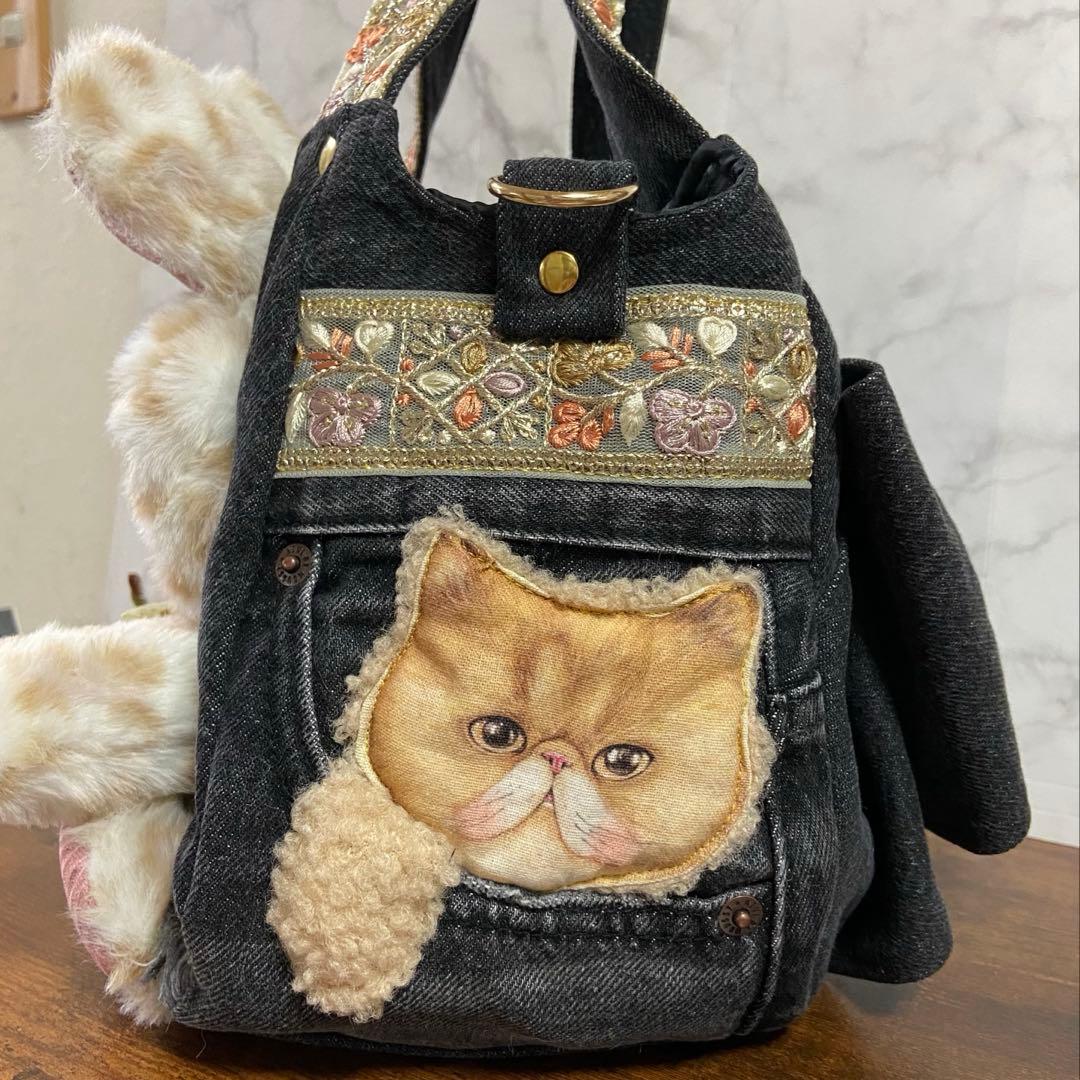 コヤンイサムチョン【ころりんバッグ】インド刺繍リボン×デニムリメイク