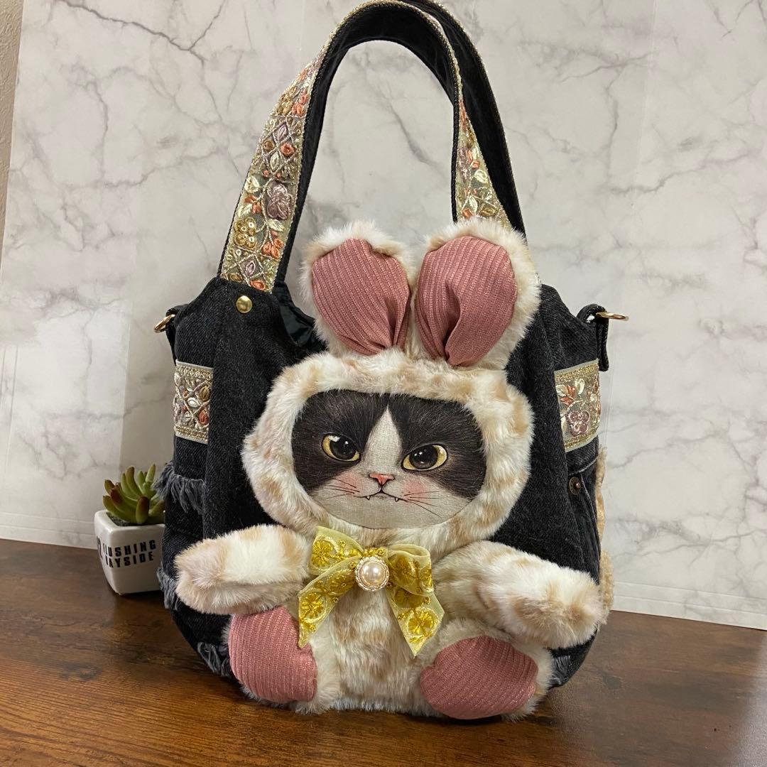 コヤンイサムチョン【ころりんバッグ】インド刺繍リボン×デニムリメイク