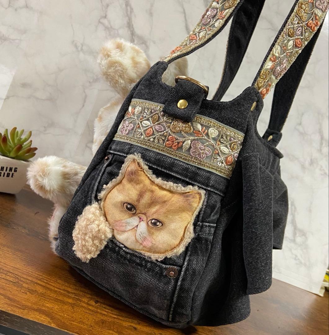 コヤンイサムチョン【ころりんバッグ】インド刺繍リボン×デニムリメイク