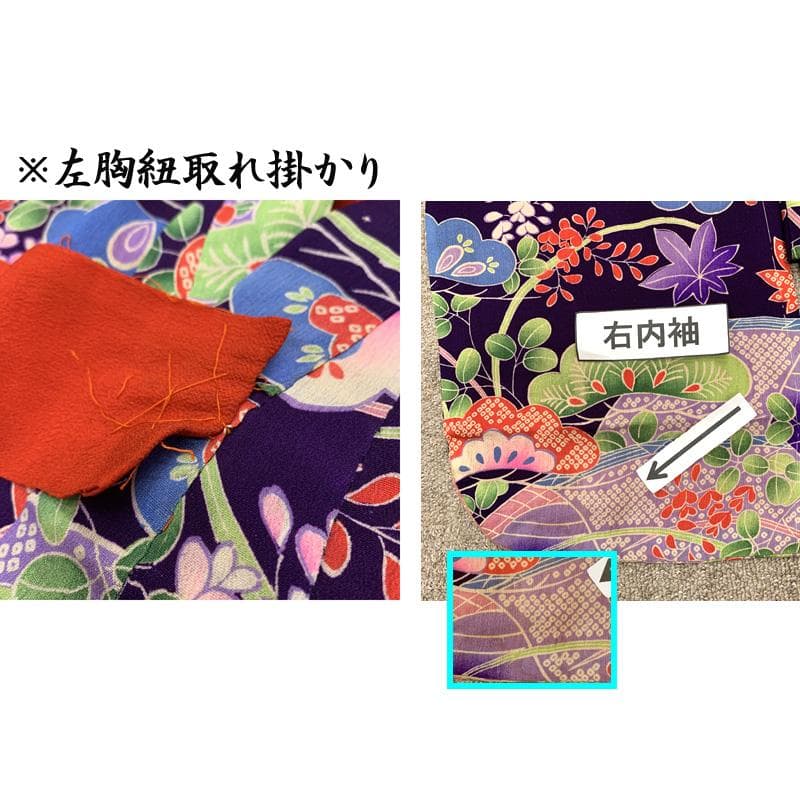 510ag60□七五三 三歳 アンティーク 着物&被布エプロン 松 芝 楓□美品