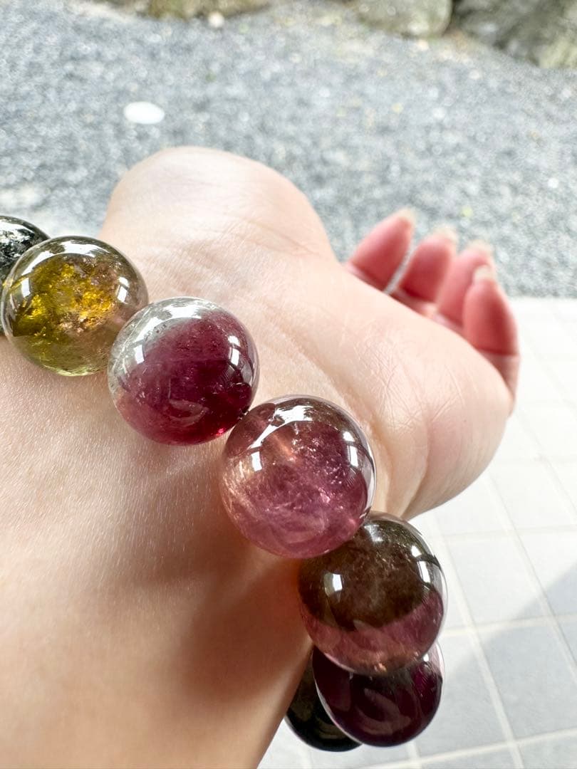 ウォーターメロントルマリン 13.5mm 大玉 ブレスレット 天然石 トルマリン