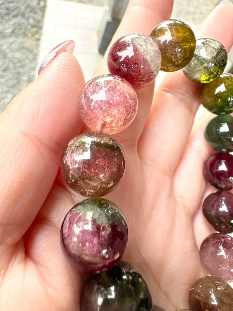 ウォーターメロントルマリン 13.5mm 大玉 ブレスレット 天然石 トルマリン