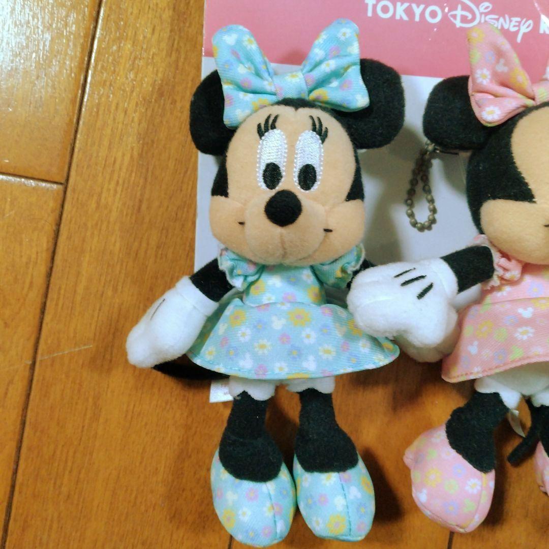 ディズニー ミニーマウス ぬいぐるみバッジ 3体セット 花柄ワンピース