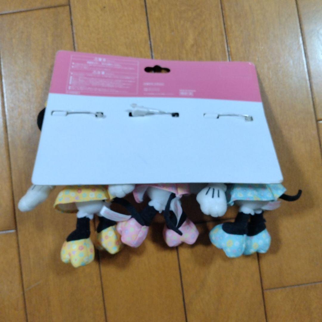 ディズニー ミニーマウス ぬいぐるみバッジ 3体セット 花柄ワンピース