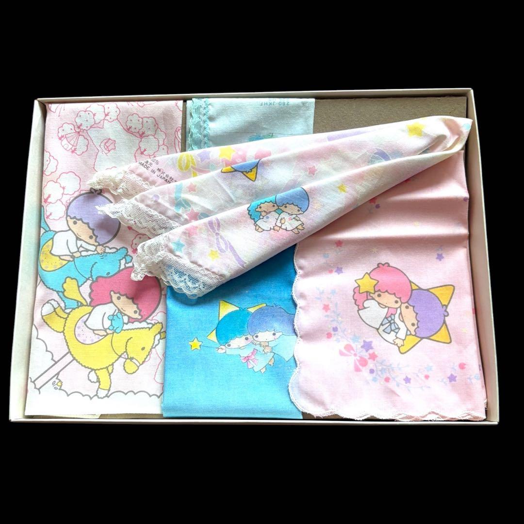 【未使用】1976年 リトルツインスターズ ハンカチセット 箱付き キキララ