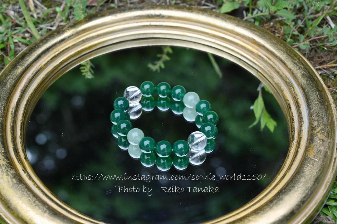 天然石ビーズブレスレット 緑色