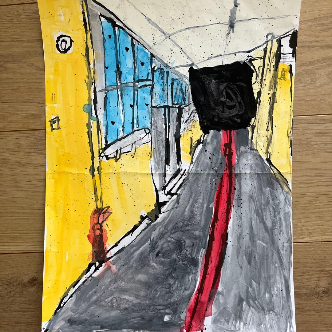 水彩画 時間を司る廊下　ウズベキスタン人画家ウス・モン作