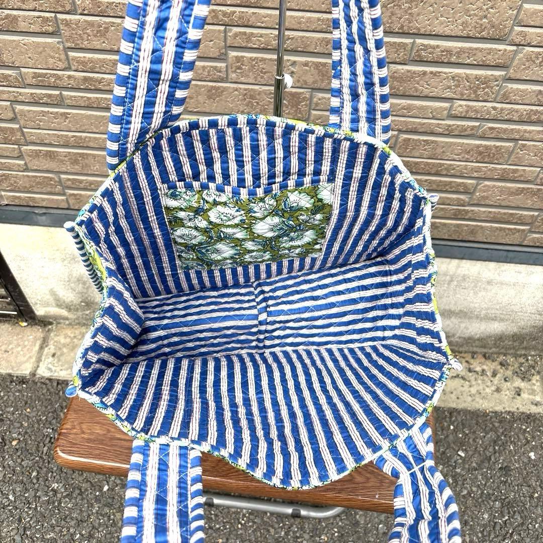 インド　キルティングトート　中　リバーシブル