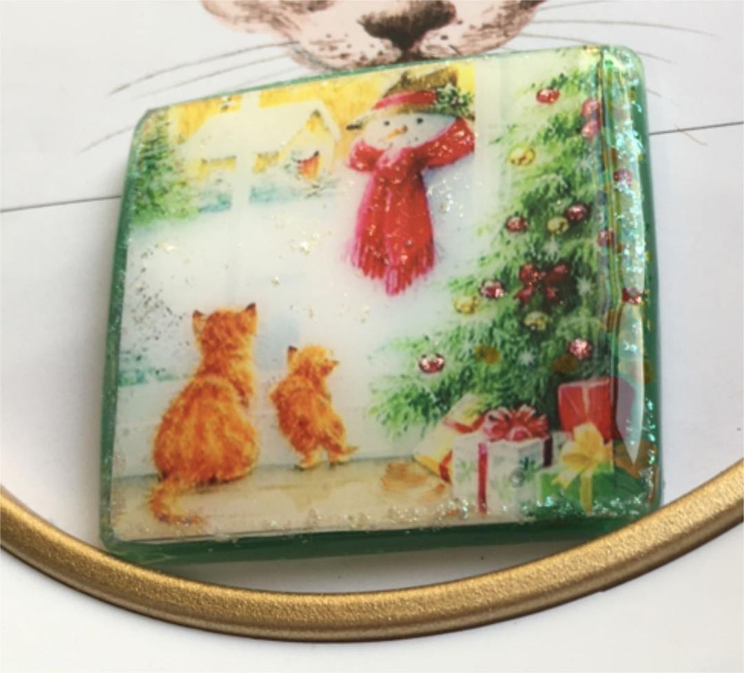 レジンヘアゴム♡雪だるまさんが来たよ！猫ちゃん・再販不可