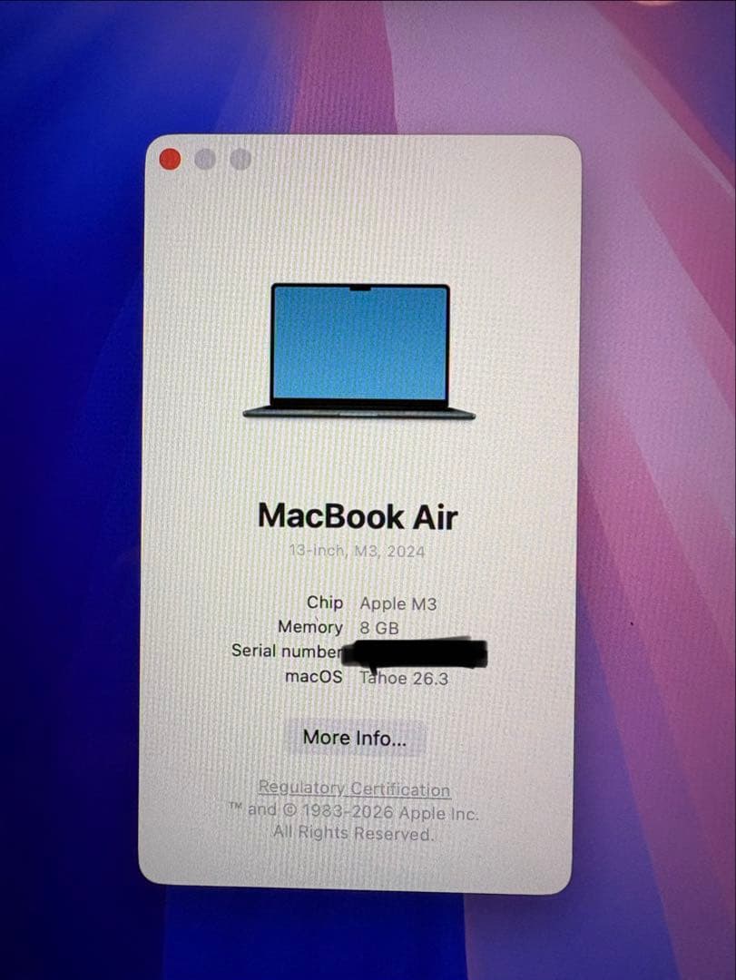 【美品】MacBook Air 2024 M3 512GB スペースグレー