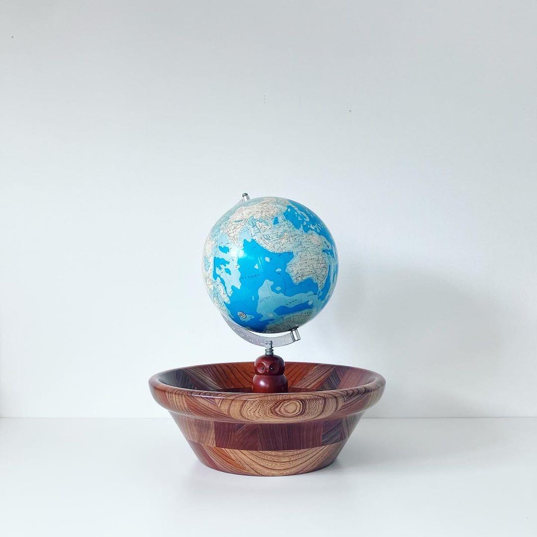 ウッドボウル　寄木　古道具　古物　天然木　蚤の市　骨董市　オブジェ　置物　レトロ