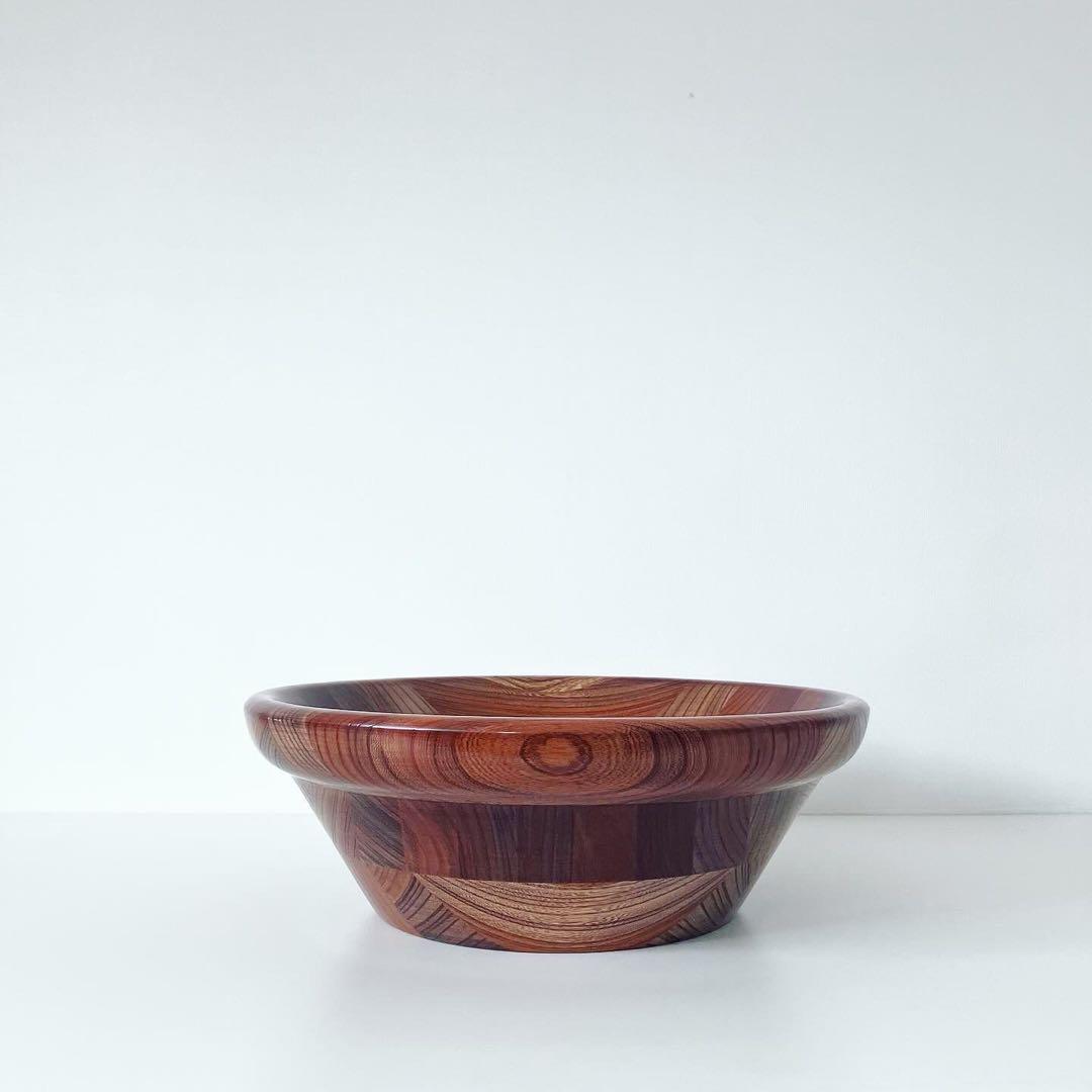 ウッドボウル　寄木　古道具　古物　天然木　蚤の市　骨董市　オブジェ　置物　レトロ