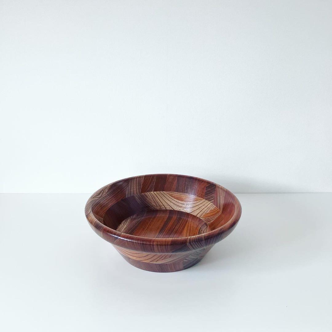 ウッドボウル　寄木　古道具　古物　天然木　蚤の市　骨董市　オブジェ　置物　レトロ