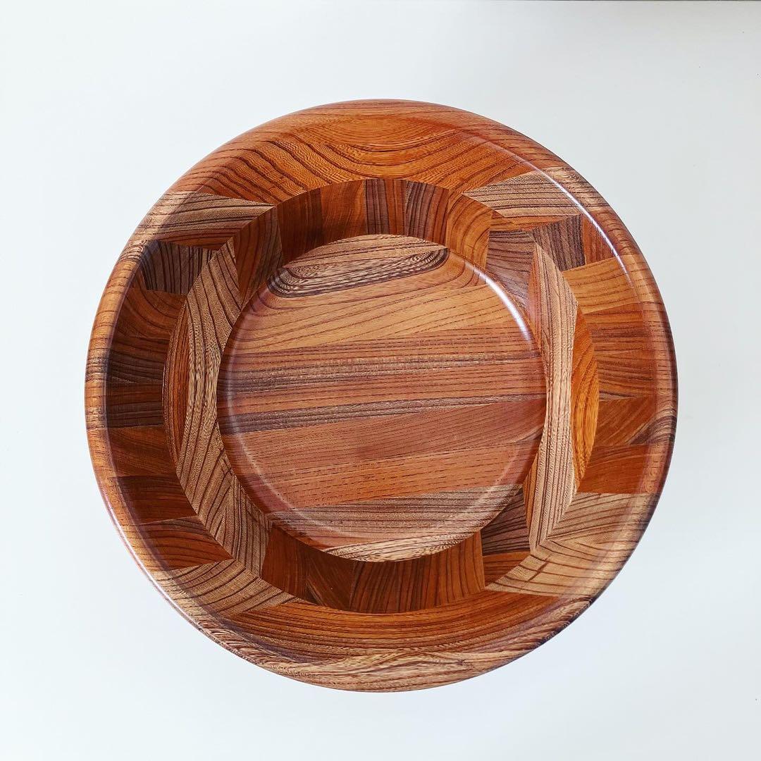 ウッドボウル　寄木　古道具　古物　天然木　蚤の市　骨董市　オブジェ　置物　レトロ