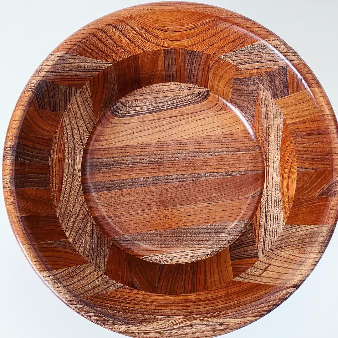 ウッドボウル　寄木　古道具　古物　天然木　蚤の市　骨董市　オブジェ　置物　レトロ