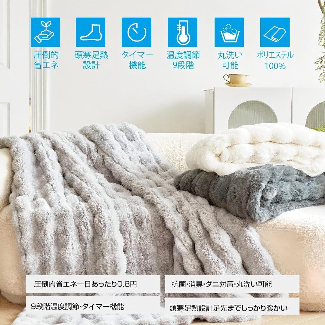 電気毛布 掛け敷き ひざ洗える ふわとろ 2枚合わせ 大きいサイズ タイマー付