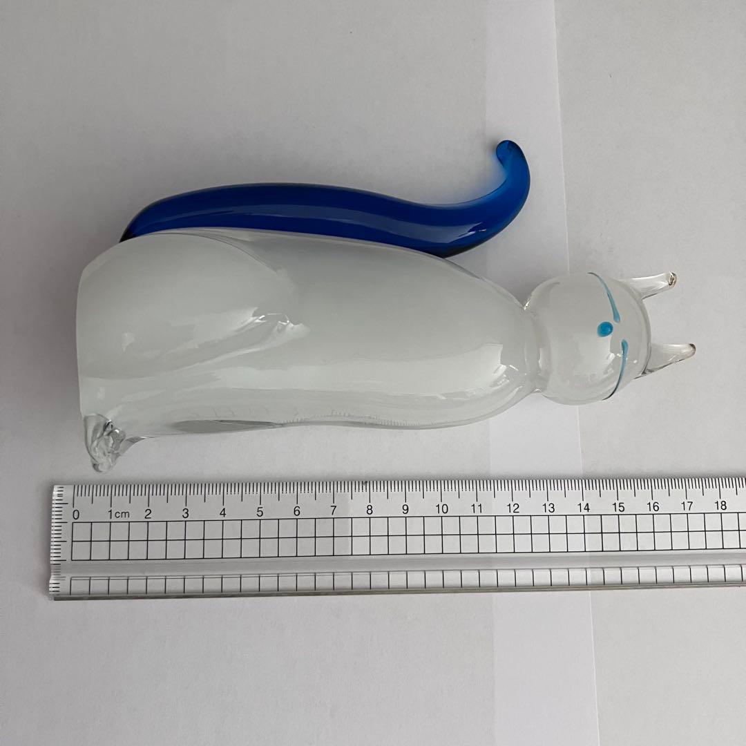 ベネチアングラス　ベネチアンガラス　ネコ　猫　白猫　ガラス置物　硝子細工