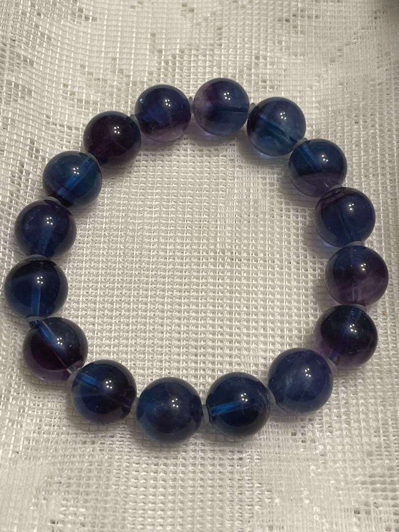 ブルーパープルフローライト　天然石ブレスレット　バイカラー