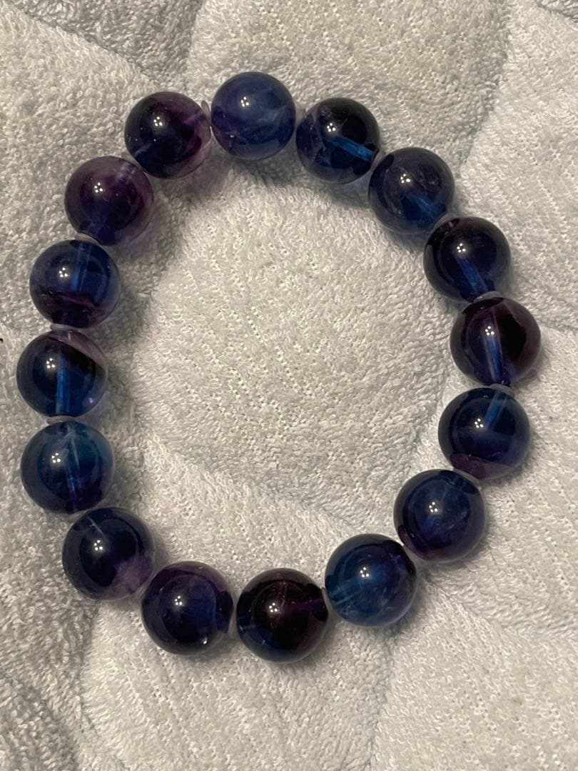 ブルーパープルフローライト　天然石ブレスレット　バイカラー