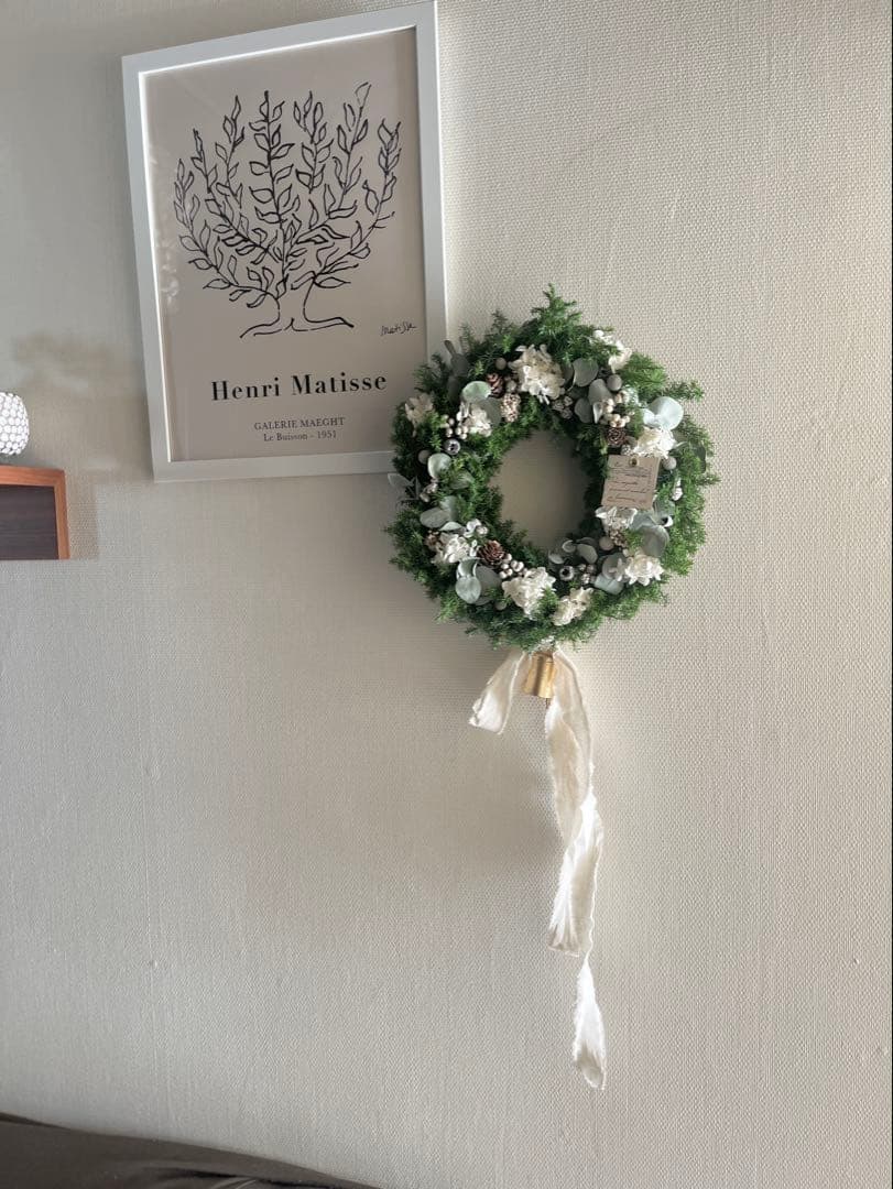 ＊ユーカリと針葉樹　大きな白のリース＊30cm＊№729 メルカリ便　ラッピング