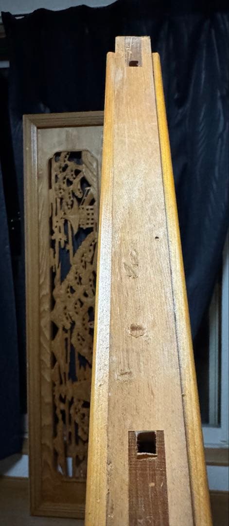 木製彫刻装飾パネル 欄間　2枚セット