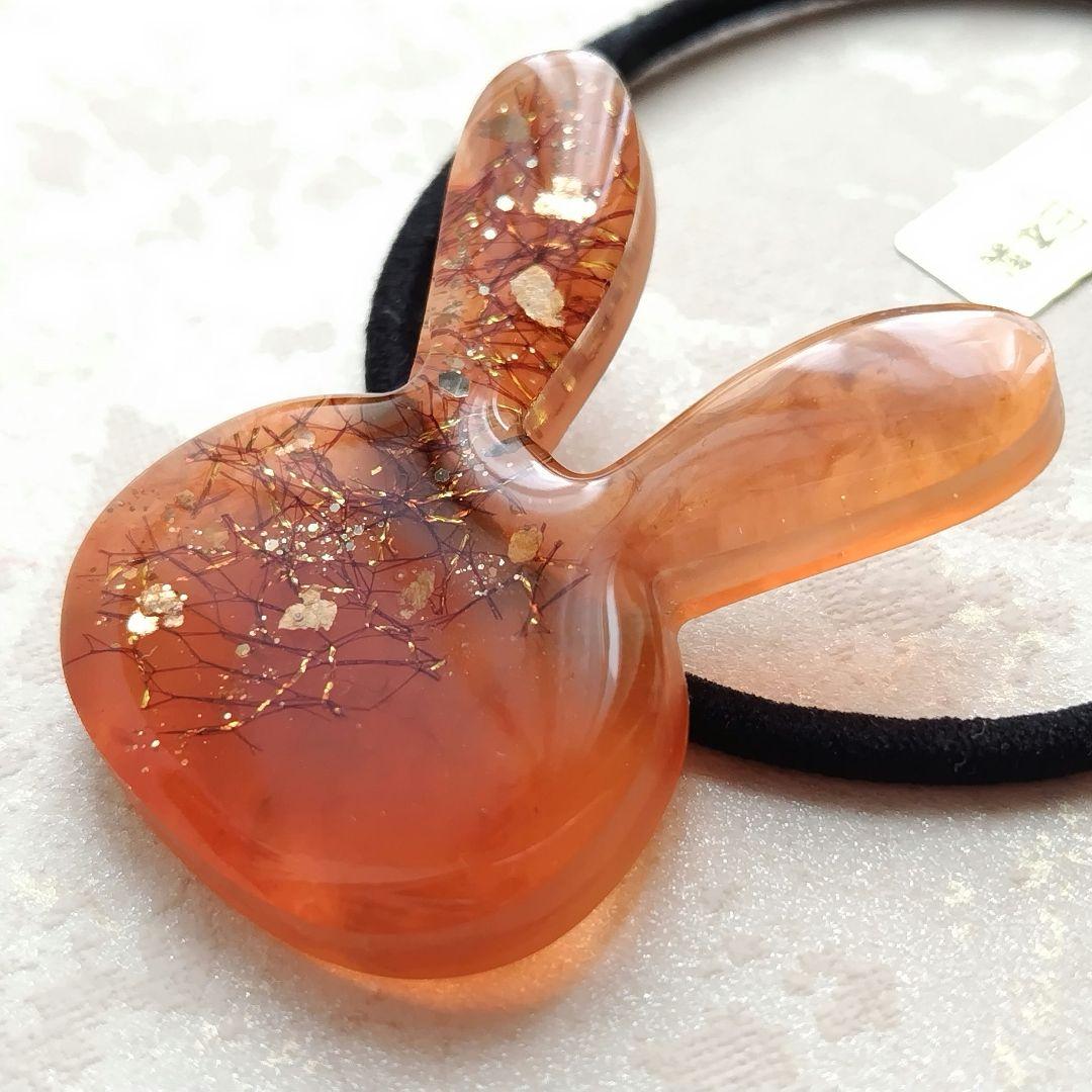 べっ甲カラー デザインうさぎちゃん型 レジンヘアゴム