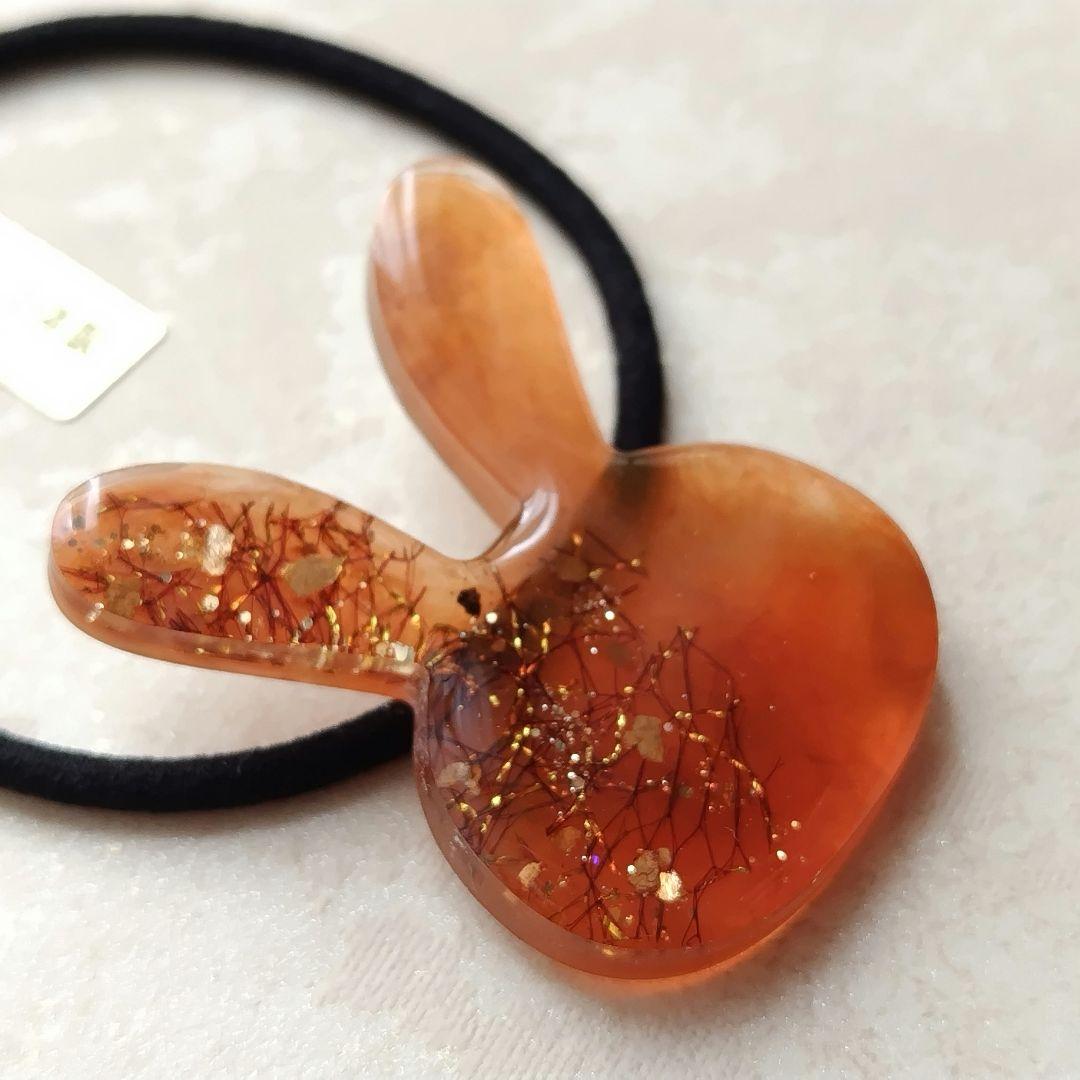 べっ甲カラー デザインうさぎちゃん型 レジンヘアゴム