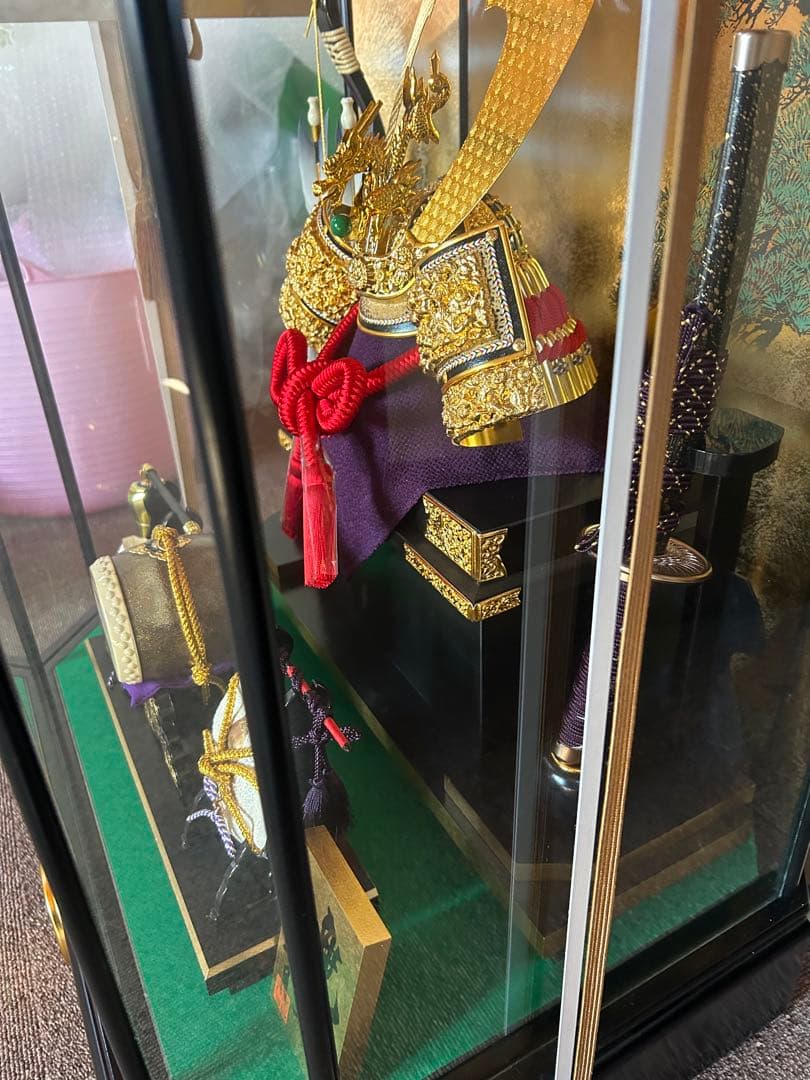 久月　五月人形 兜飾 ガラスケース付き