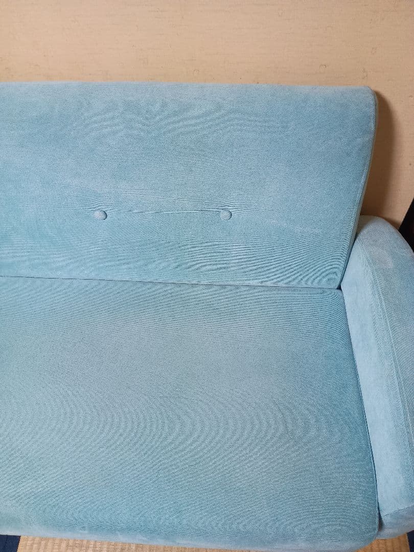 【送料込】Prima 2人がけソファー ターコイズブルー クッション付き