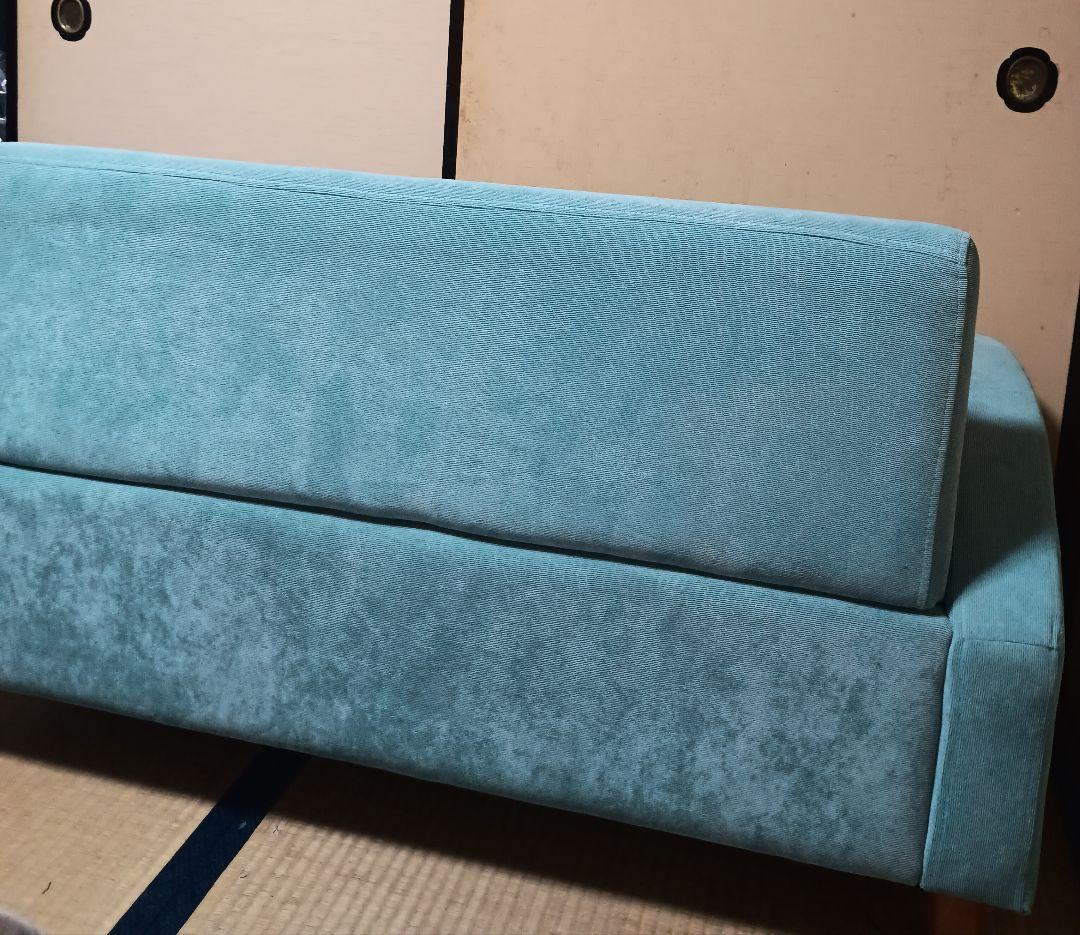 【送料込】Prima 2人がけソファー ターコイズブルー クッション付き