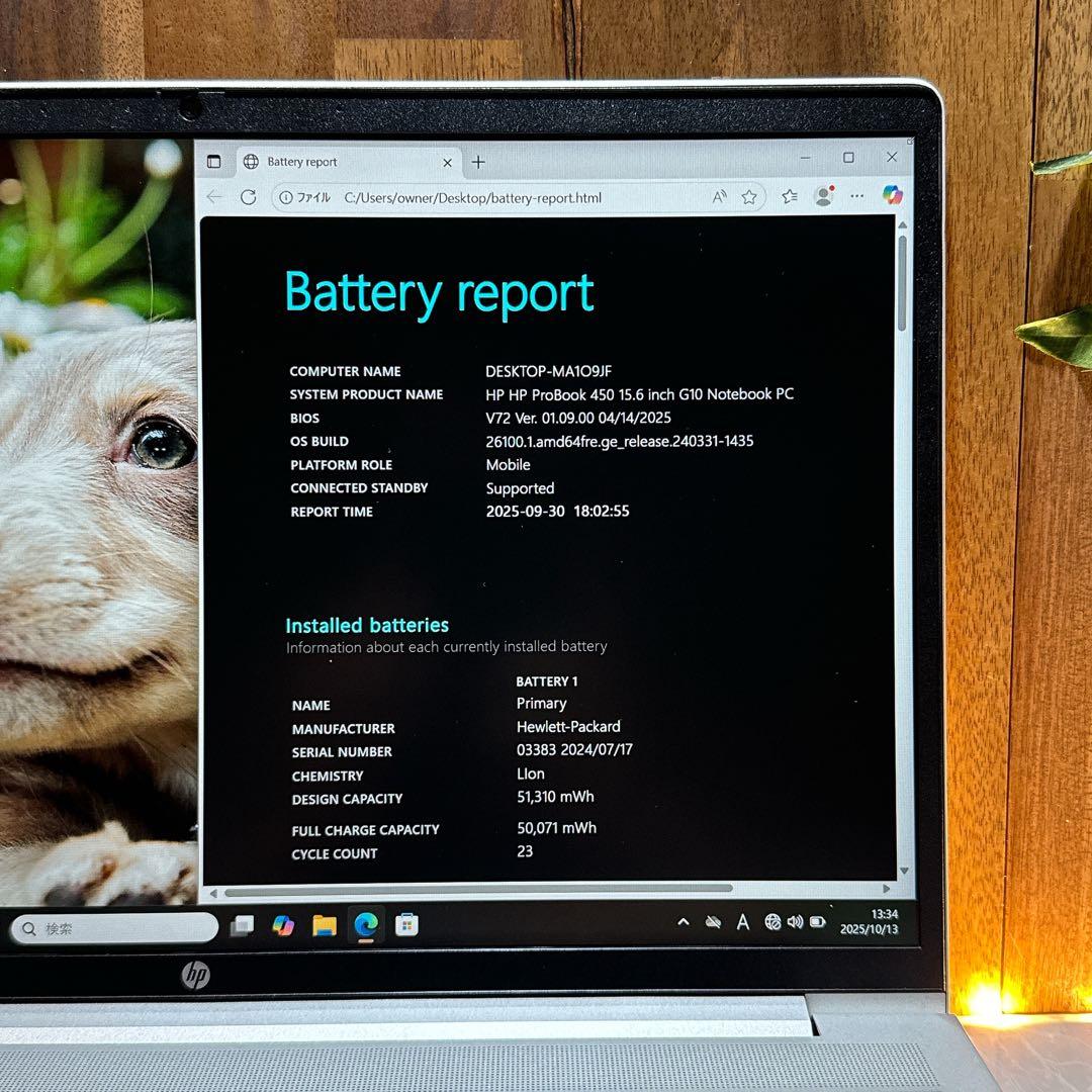 極美品‼️HP ProBook 450☘第13世代☘メモリ16GB☘ノートパソコン