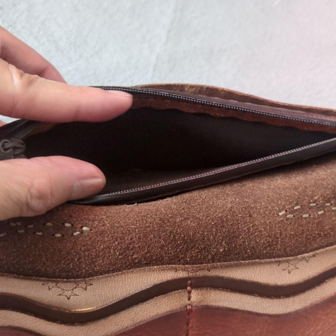 ojaga design ブラウンレザー 長財布 波状デザイン