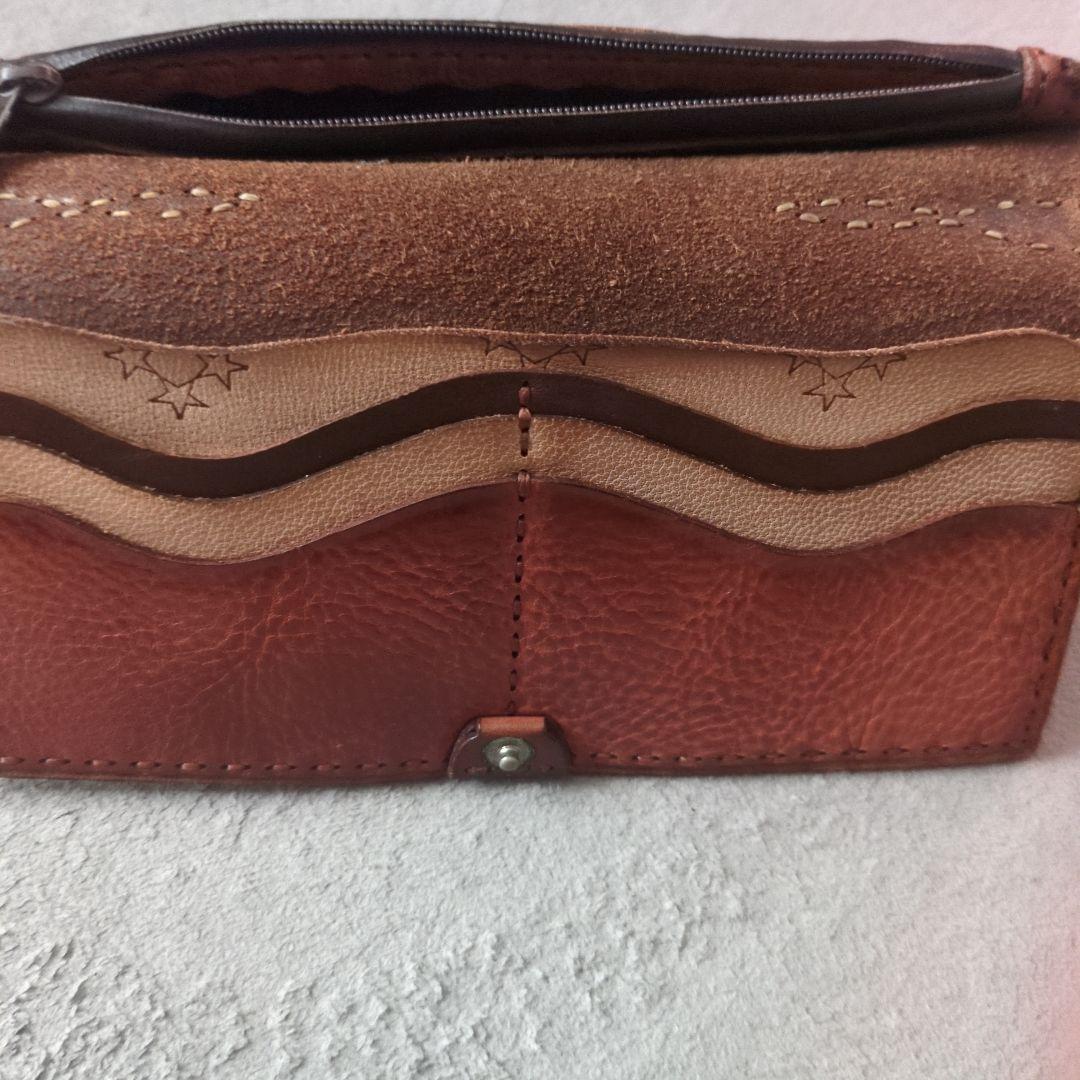 ojaga design ブラウンレザー 長財布 波状デザイン