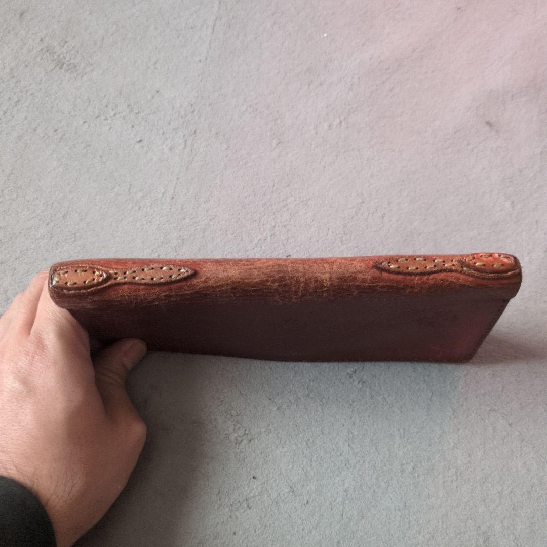 ojaga design ブラウンレザー 長財布 波状デザイン