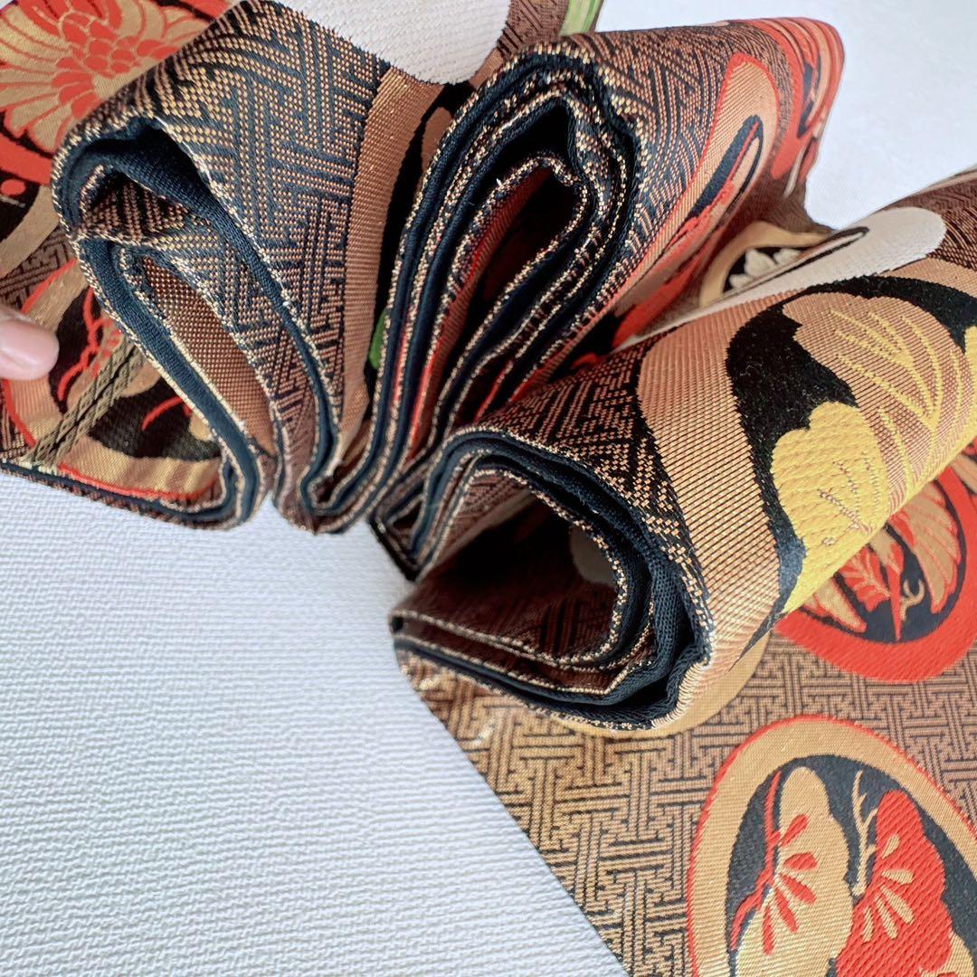 フルセット　七五三７歳女の子　赤地花御所車　黒地袋帯　蝶鶴菊　簡単半衿　7106