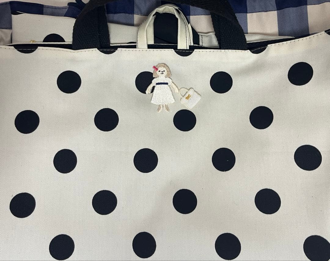 ことぽこさま☆専用　フリルレッスンバッグ ジュース入れ　水玉　ドット