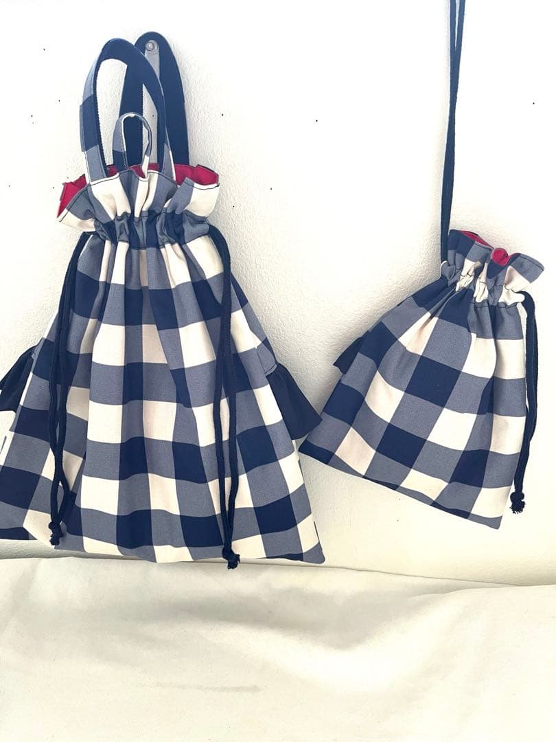 ことぽこさま☆専用　フリルレッスンバッグ ジュース入れ　水玉　ドット