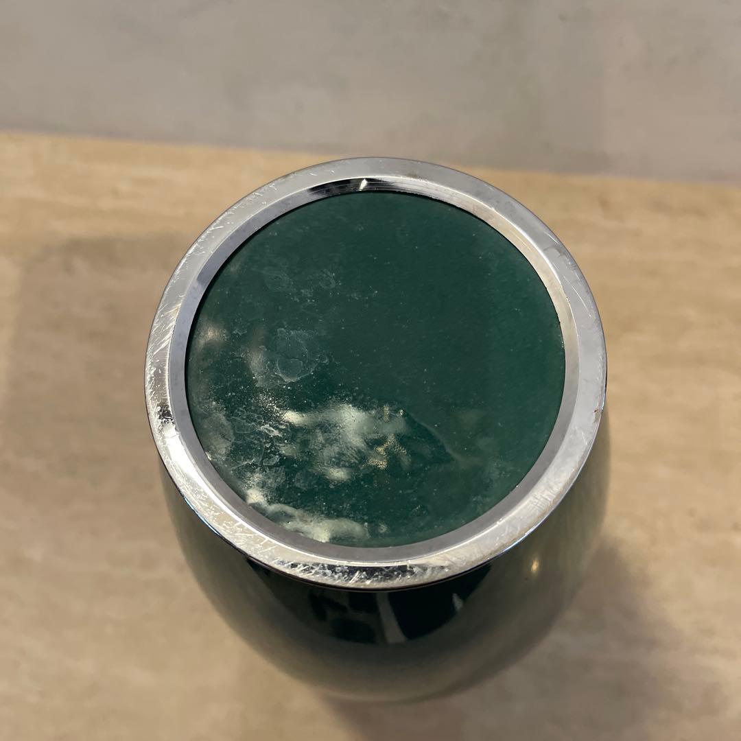七宝焼　緑色 花柄 陶器 花瓶