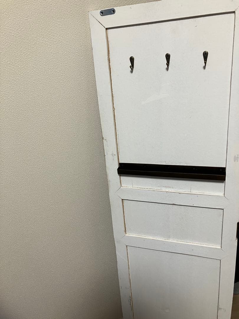 アンティーク調　ホワイトスタンドミラー 収納付き