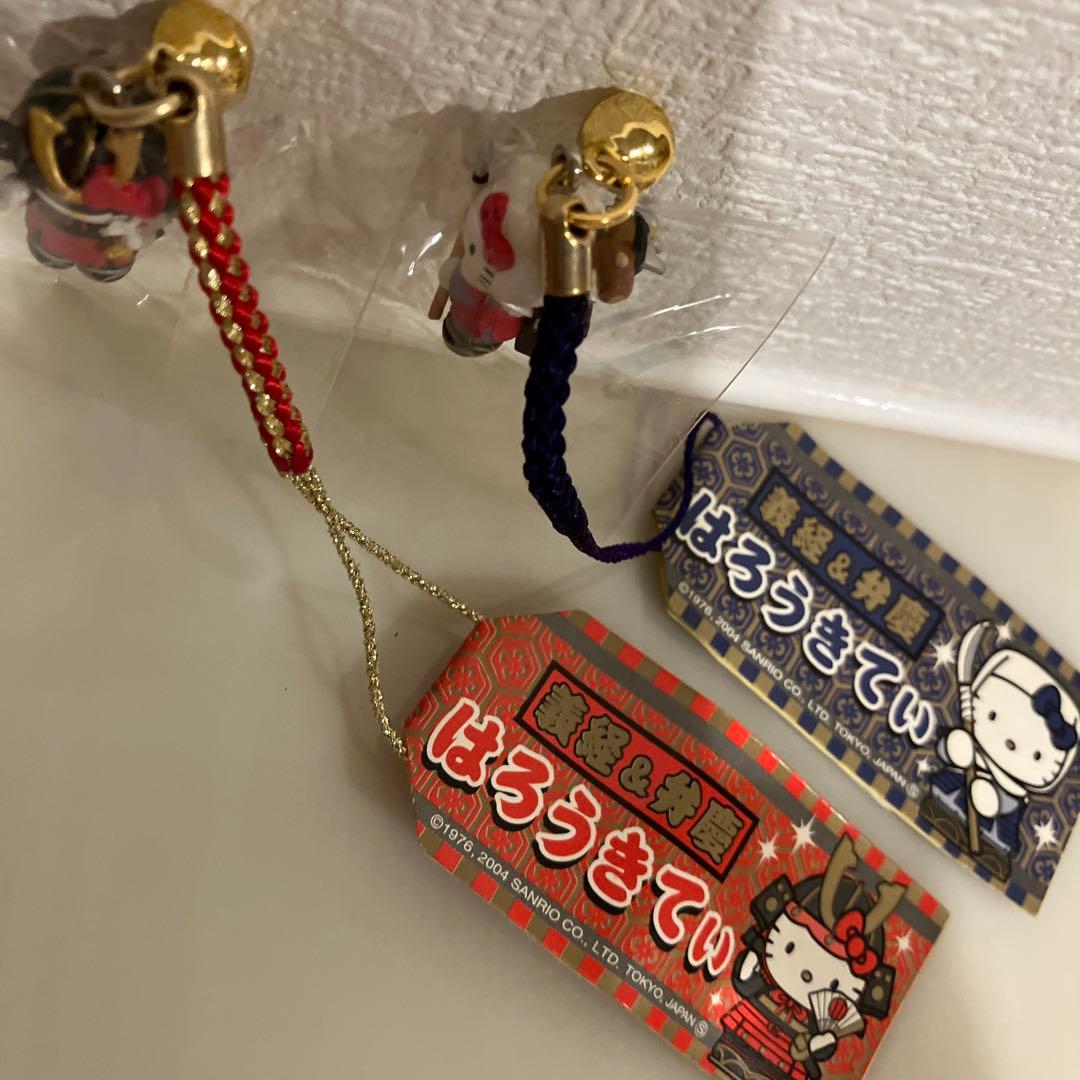 希少★義経&弁慶★ハローキティ ★武士 ★ストラップ ★2個セットまとめ売り