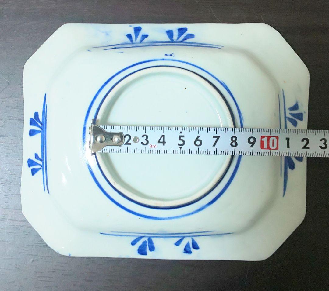 古伊万里 青い花柄 八角陶磁器　中皿5枚セット