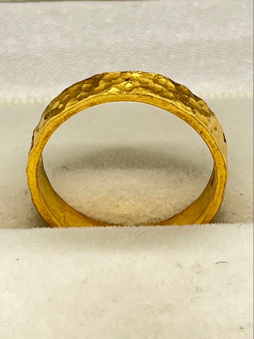 のななK24 純金 オーダー槌目リング 約5.0g13号