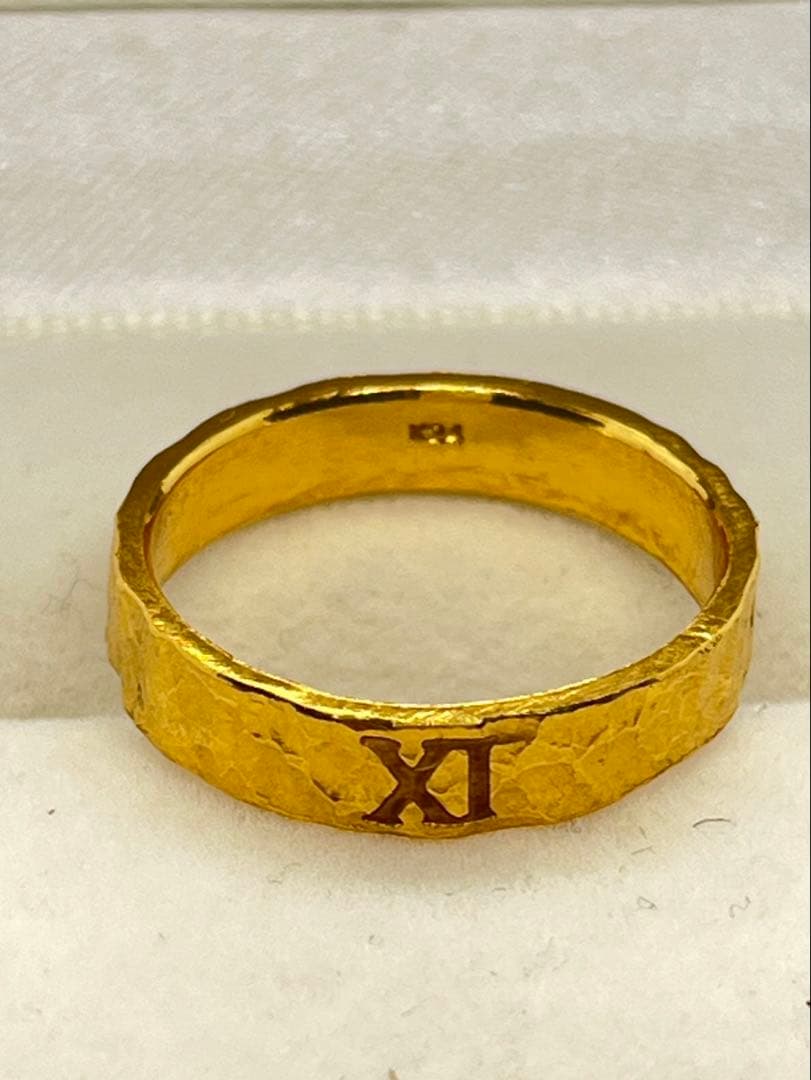 のななK24 純金 オーダー槌目リング 約5.0g13号