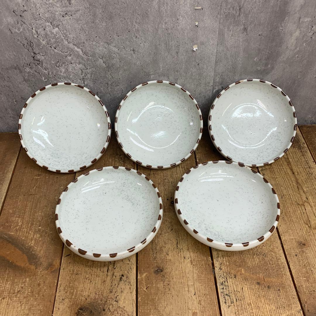 ベ 【美品】ドット縁 浅鉢 小皿 5枚セット 13cm 和食器