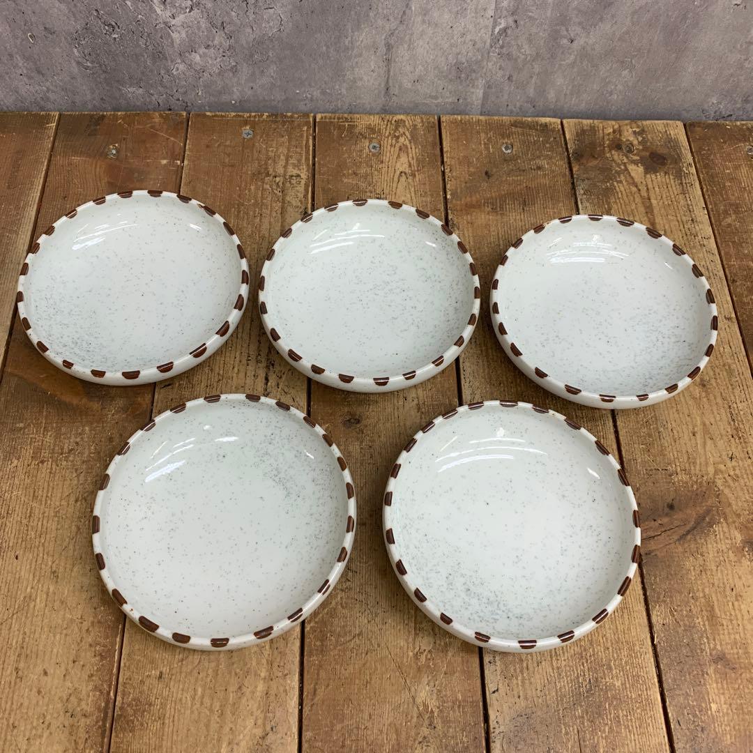 ベ 【美品】ドット縁 浅鉢 小皿 5枚セット 13cm 和食器
