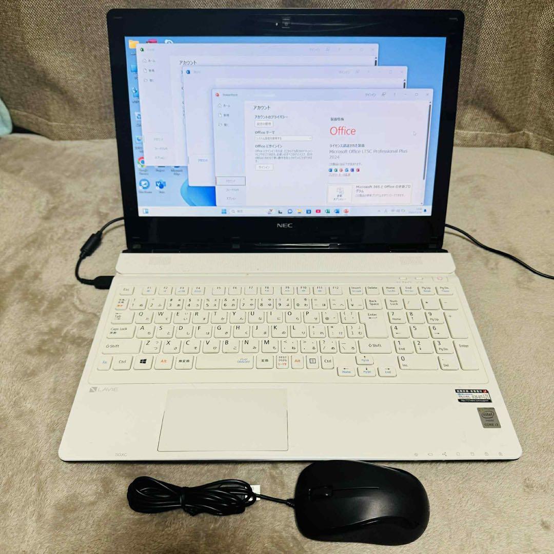 S289 NECノートパソコンWEBカメラSSD高速Windows11オフィス付